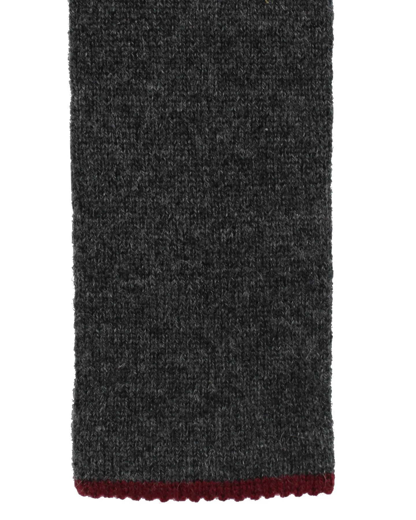 Brunello Cucinelli Square End Cashmere Tie Charcoal Gray With Maroon Edge