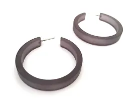 Charcoal Grey Frosted Classic Hoop Earrings