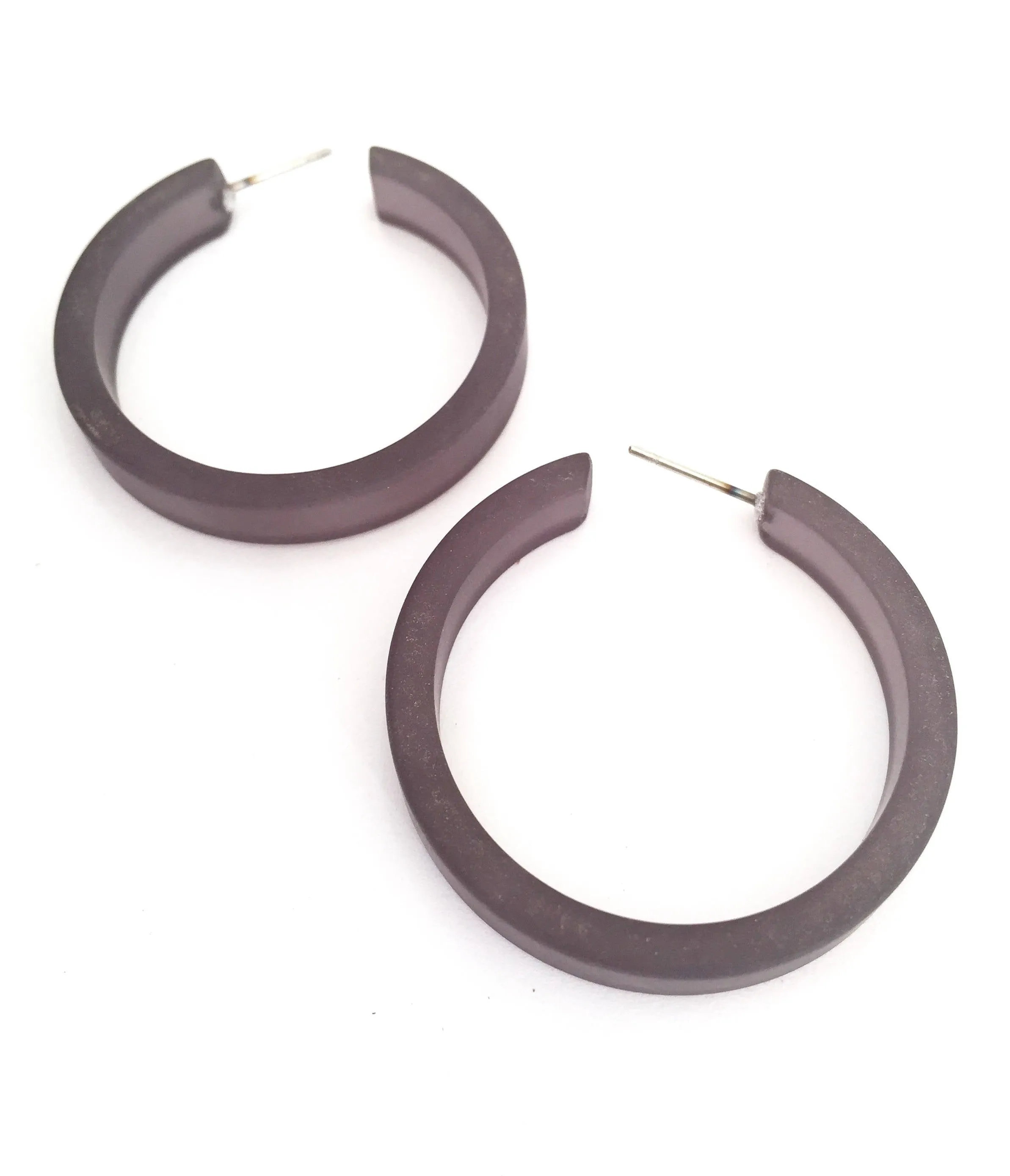 Charcoal Grey Frosted Classic Hoop Earrings