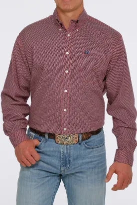 Cinch Men's Red and Navy Geometric Print Western Shirt