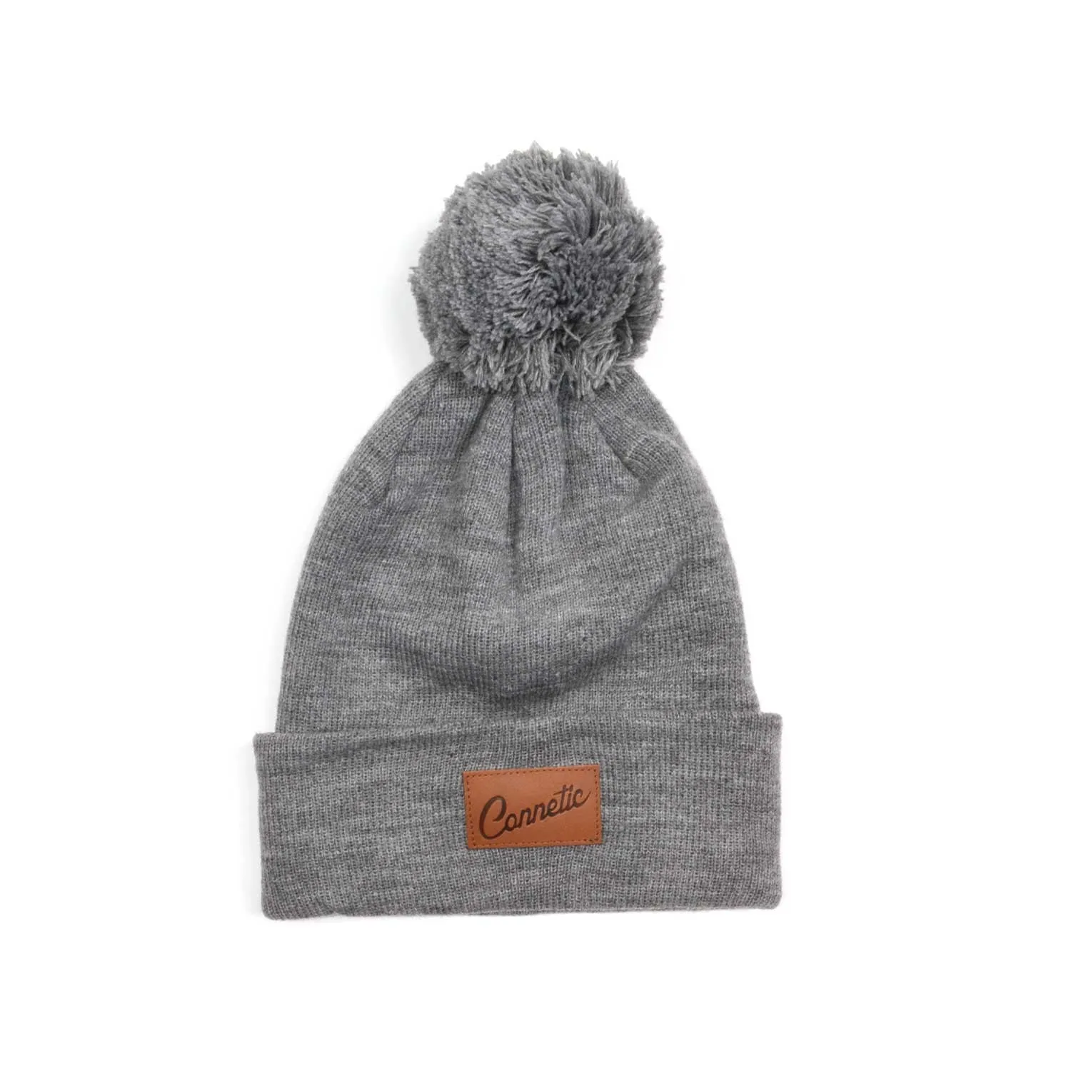 Classic Leather Script Puff Beanie