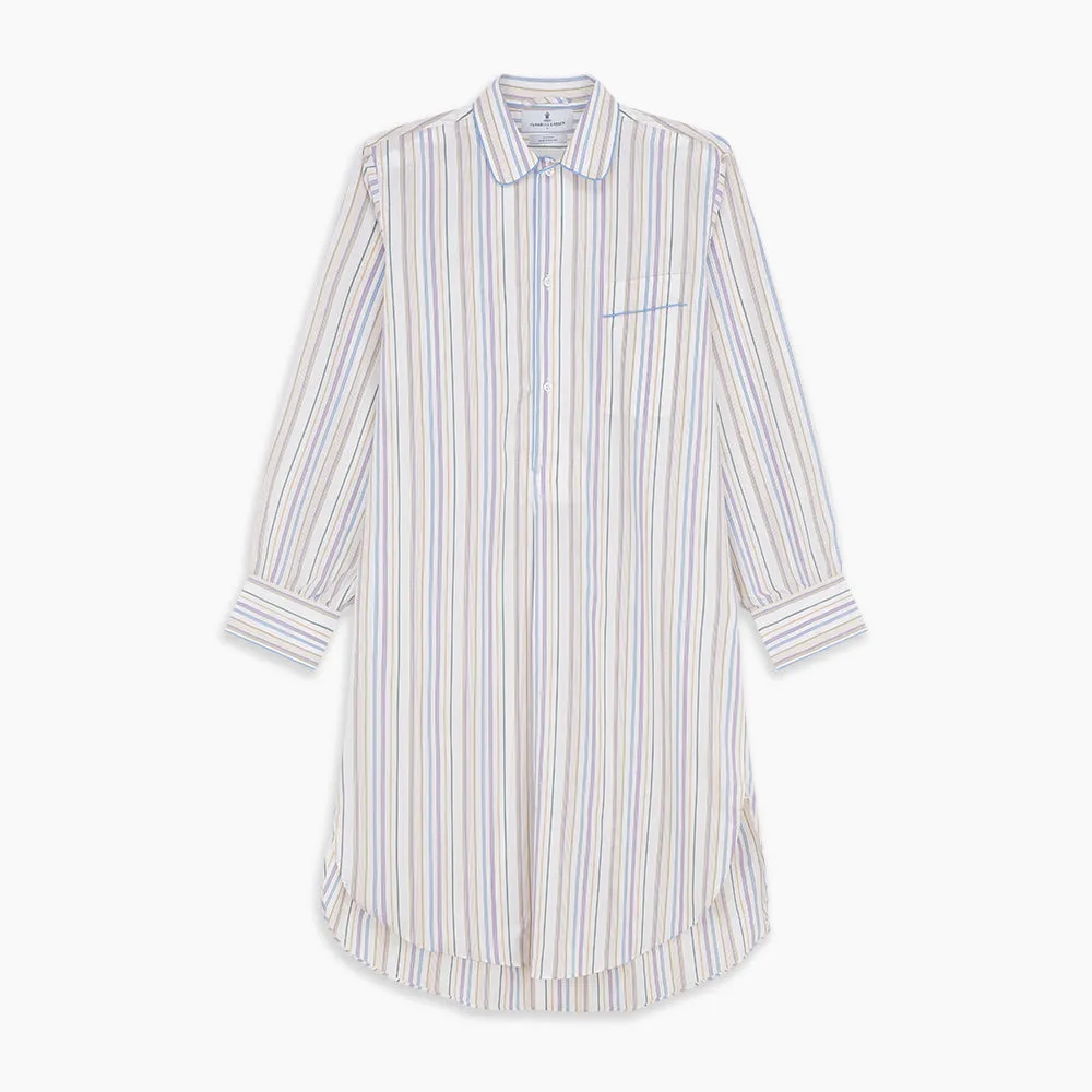 Colourful Garden Multi Stripe Cotton Sussex Nightshirt