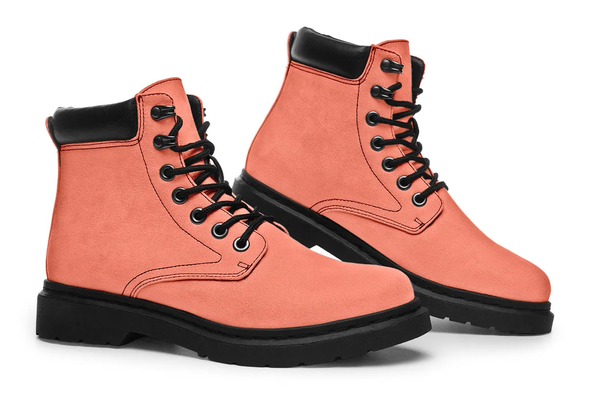 Coral Blush Classic Boots - High Quality Micro-Suede Weatherproof Vegan Shoes with Stitched on Soles