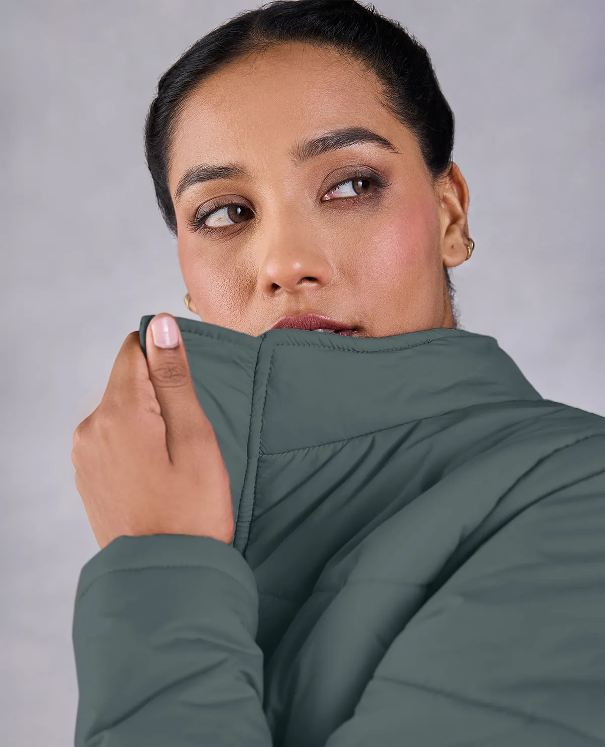 Cropped Puffer Jacket Olive