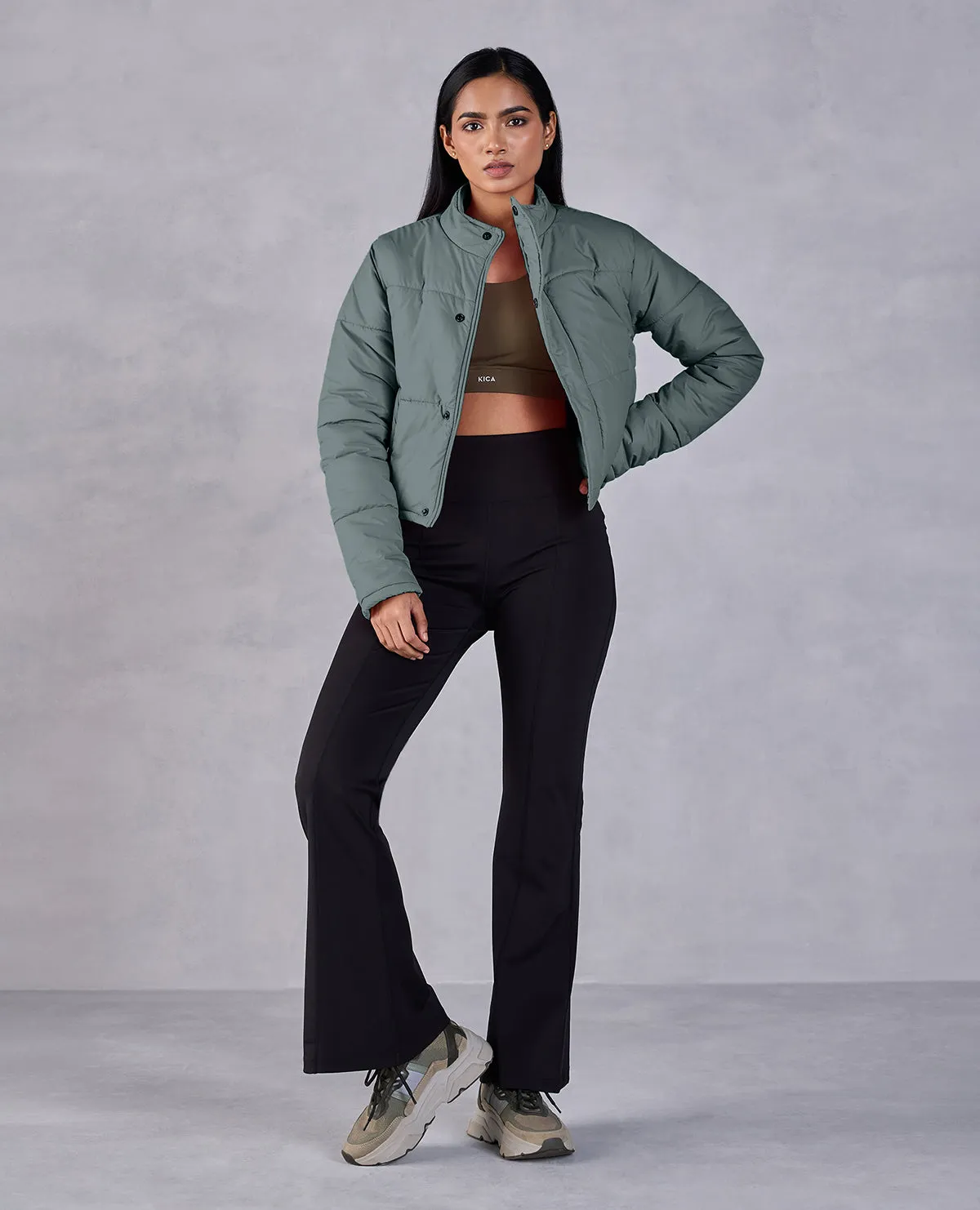 Cropped Puffer Jacket Olive