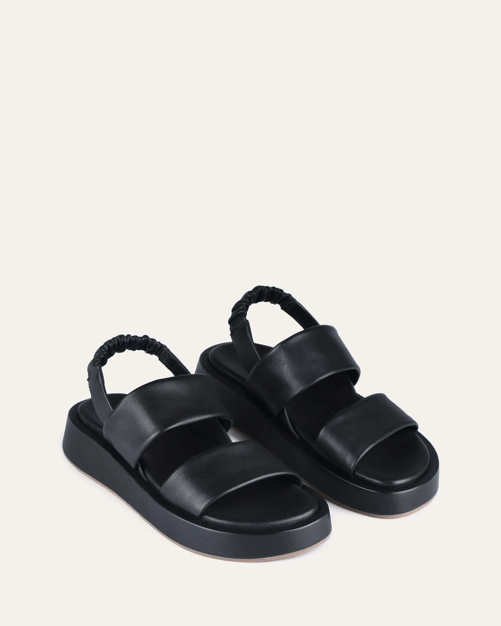 DANA FLAT SANDALS BLACK LEATHER