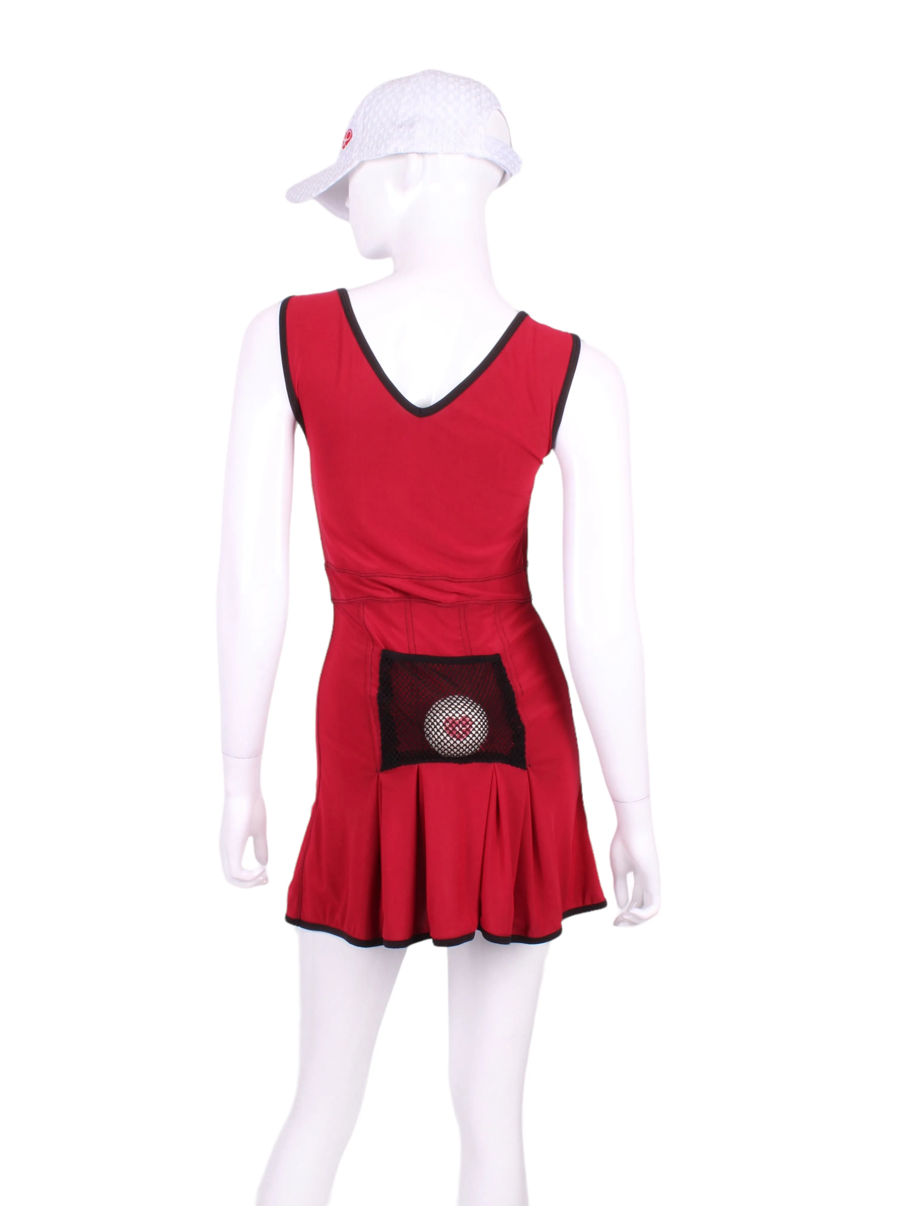 Dark Red Mesh Angelina Court to Cocktails Tennis Dress