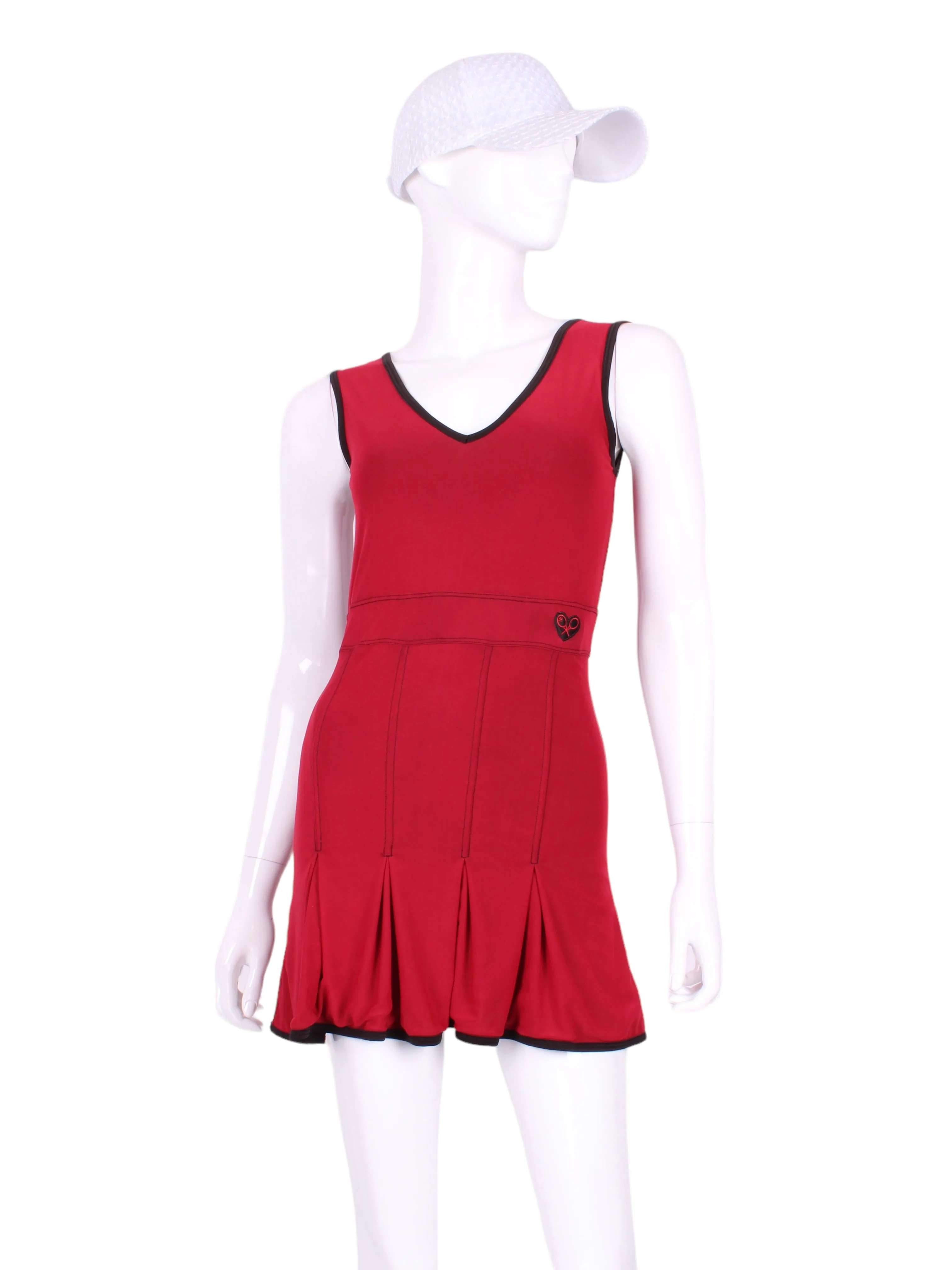 Dark Red Mesh Angelina Court to Cocktails Tennis Dress