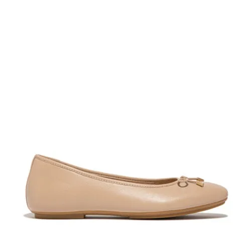 Delicato Bow Soft Leather Ballet Flat in Classic Beige