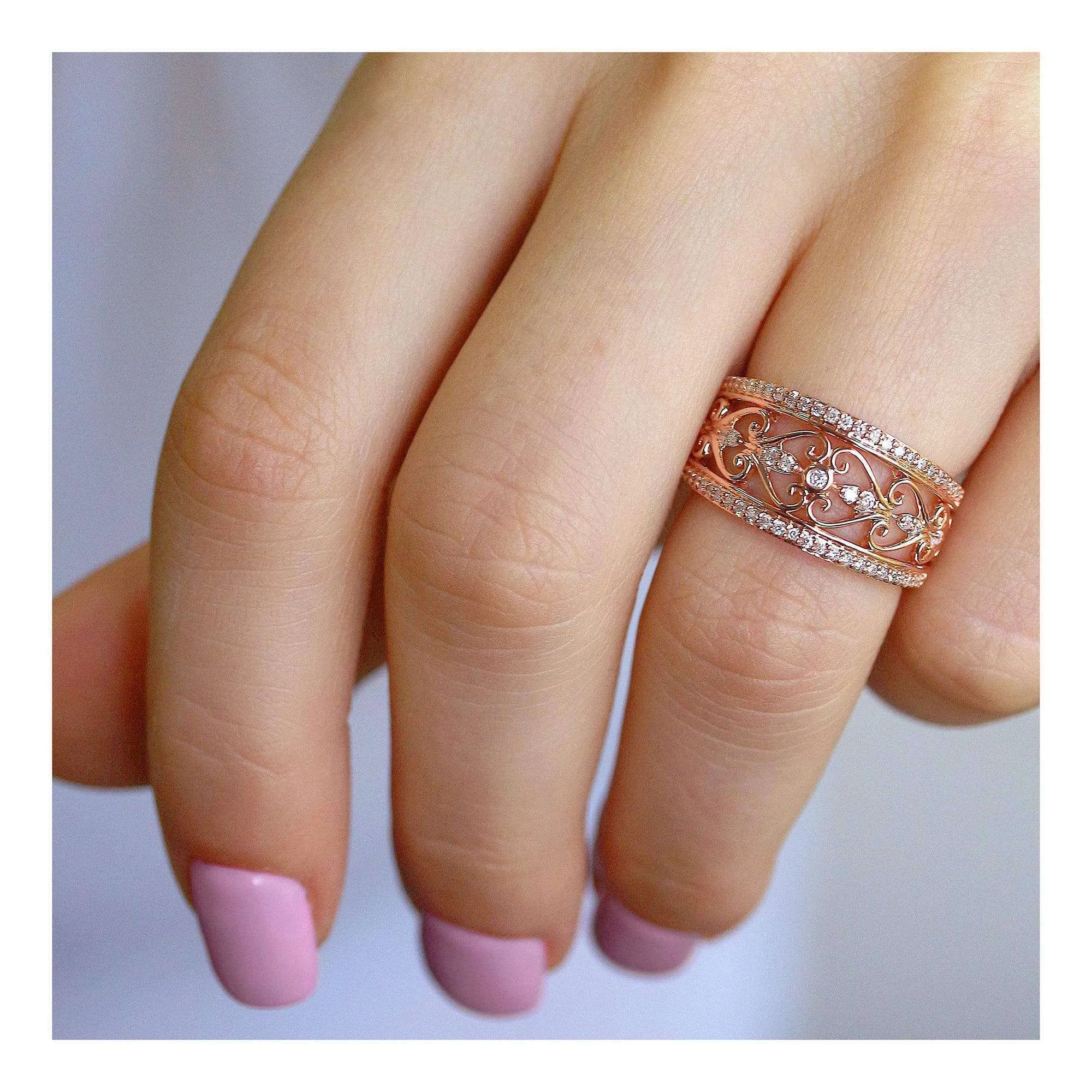 Diamond Lambeth Scrolls Filigree Ring