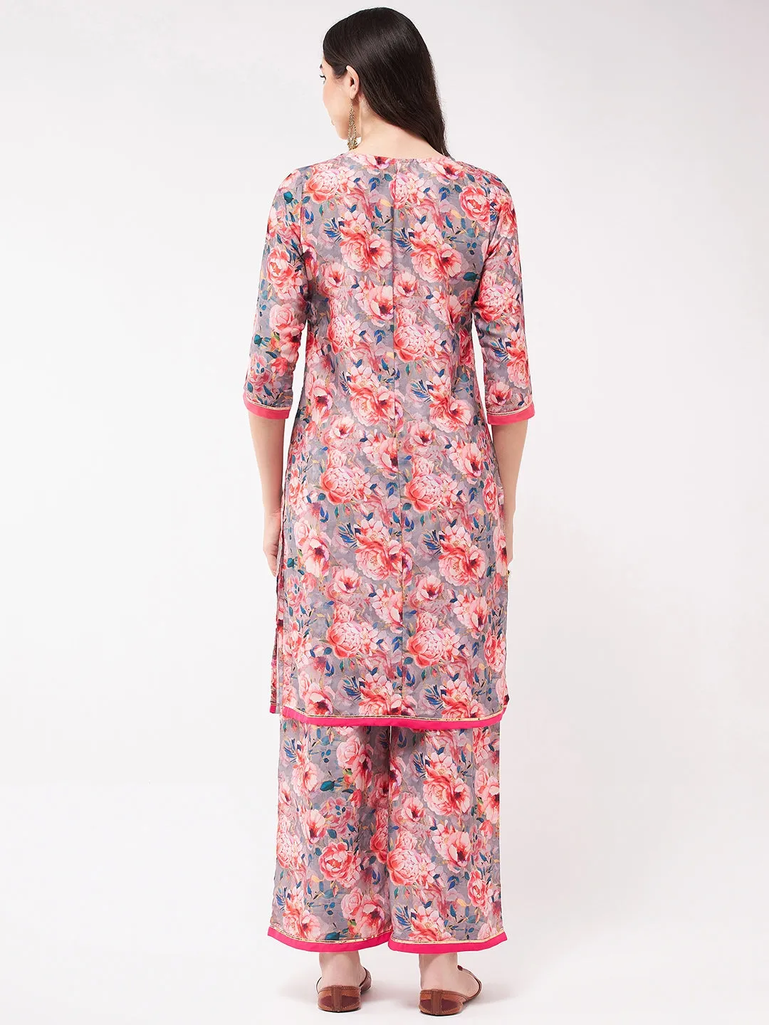 Digital Floral Printed Kurta With Palazzo Set