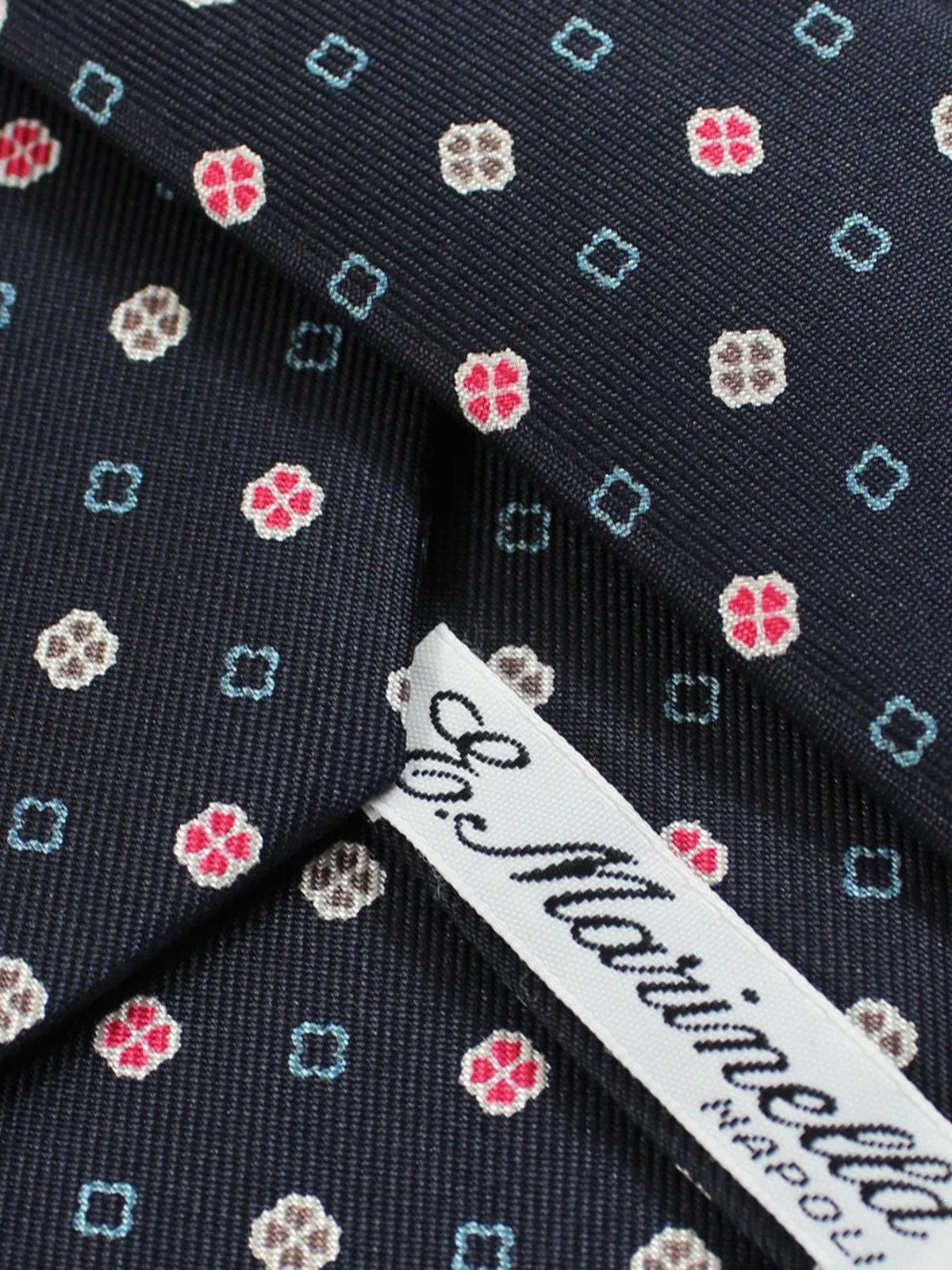 E. Marinella Tie Dark Blue Geometric SALE