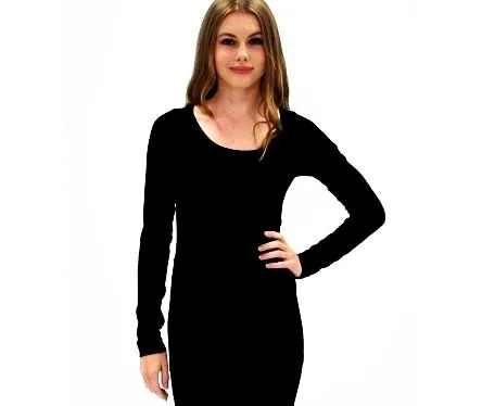 Elietian Solid Long Sleeve Scoop Neck Layering Top