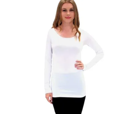 Elietian Solid Long Sleeve Scoop Neck Layering Top