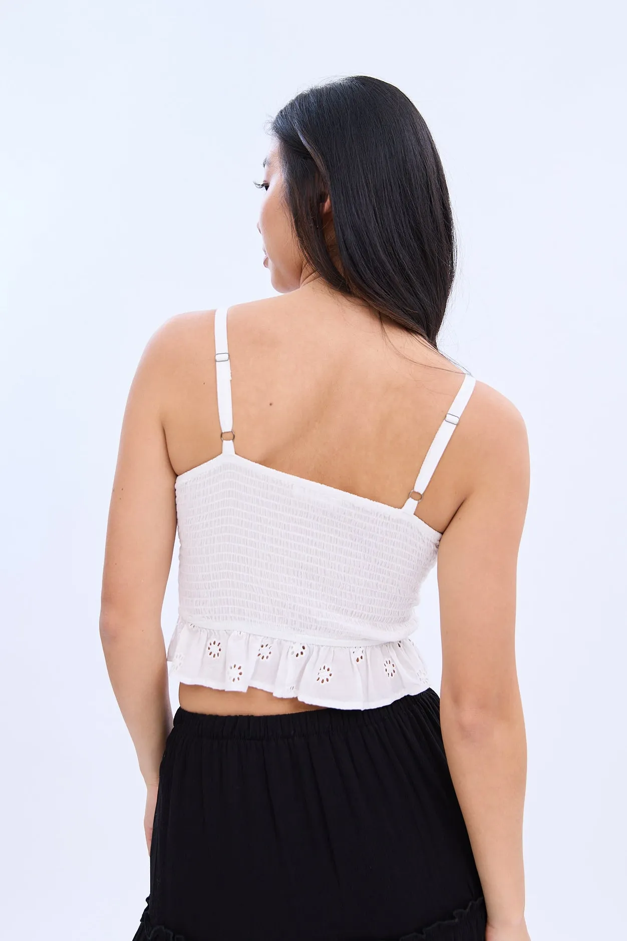 Eyelet Embroidered Corset Tank Top