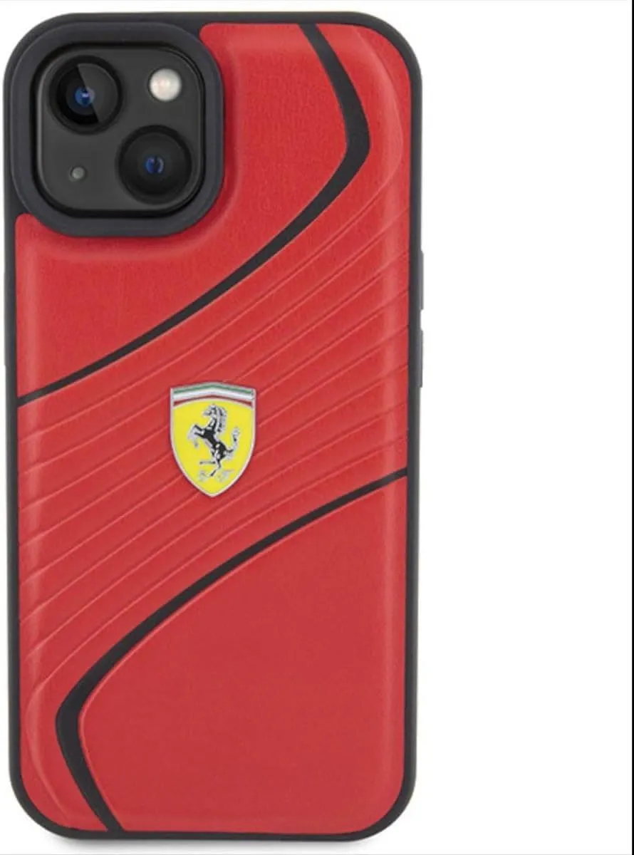 Ferrari Twist Metal Logo Case for iphone 15 6.1" Red - FEHCP15SPTWR