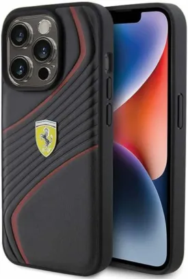 Ferrari Twist Metal Logo Case for iphone 15 Pro 6.1" Black - FEHCP15LPTWK