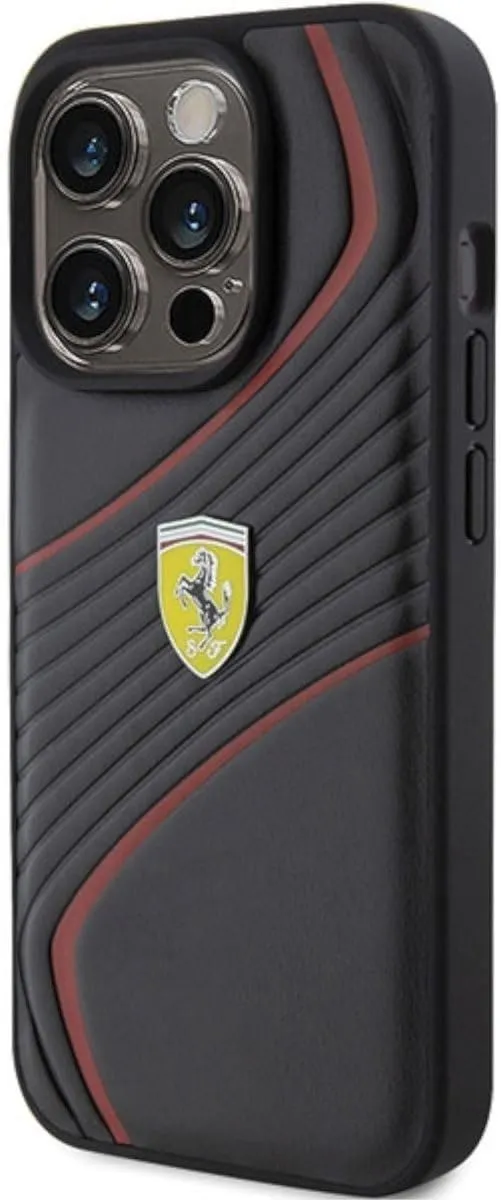 Ferrari Twist Metal Logo Case for iphone 15 Pro 6.1" Black - FEHCP15LPTWK