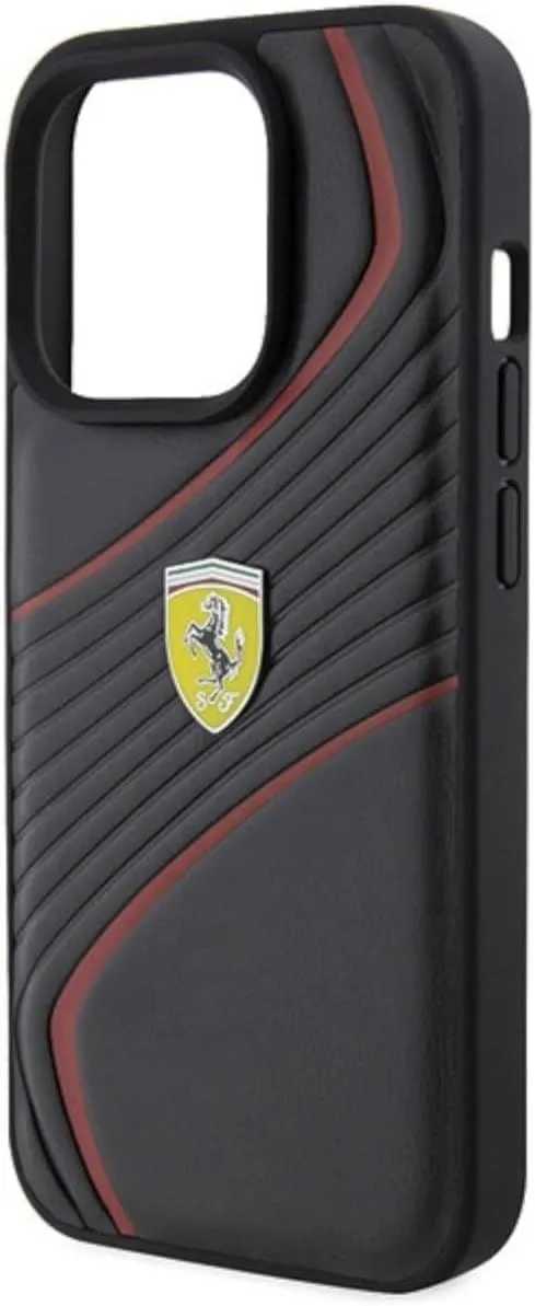 Ferrari Twist Metal Logo Case for iphone 15 Pro 6.1" Black - FEHCP15LPTWK