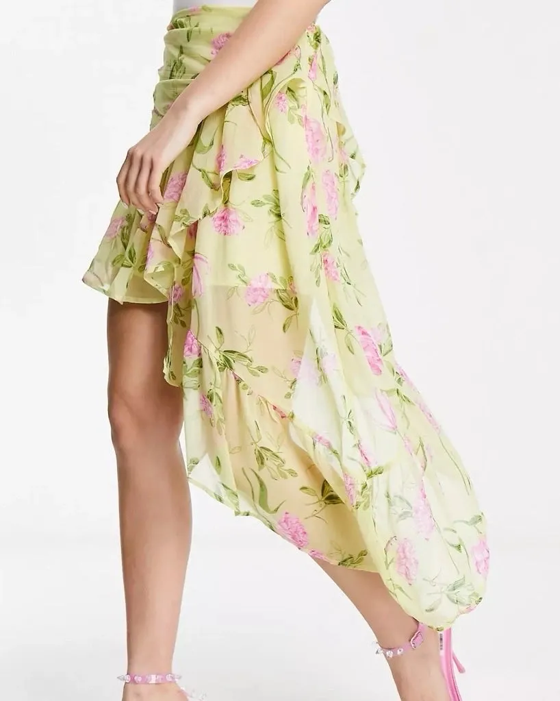 FLORAL PRINTED FLOUNCE SKIRT