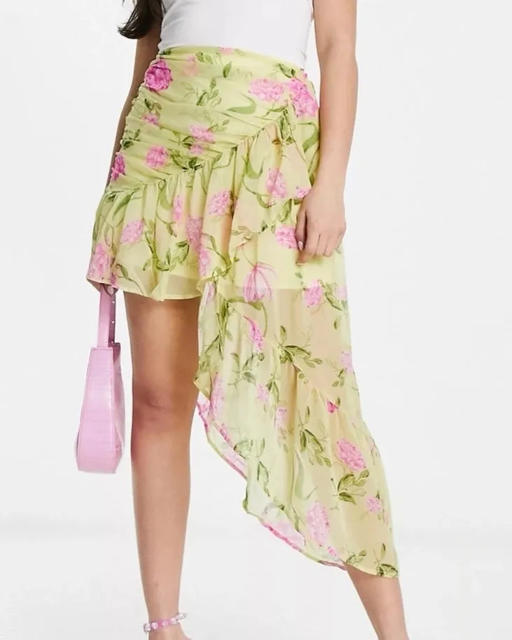 FLORAL PRINTED FLOUNCE SKIRT