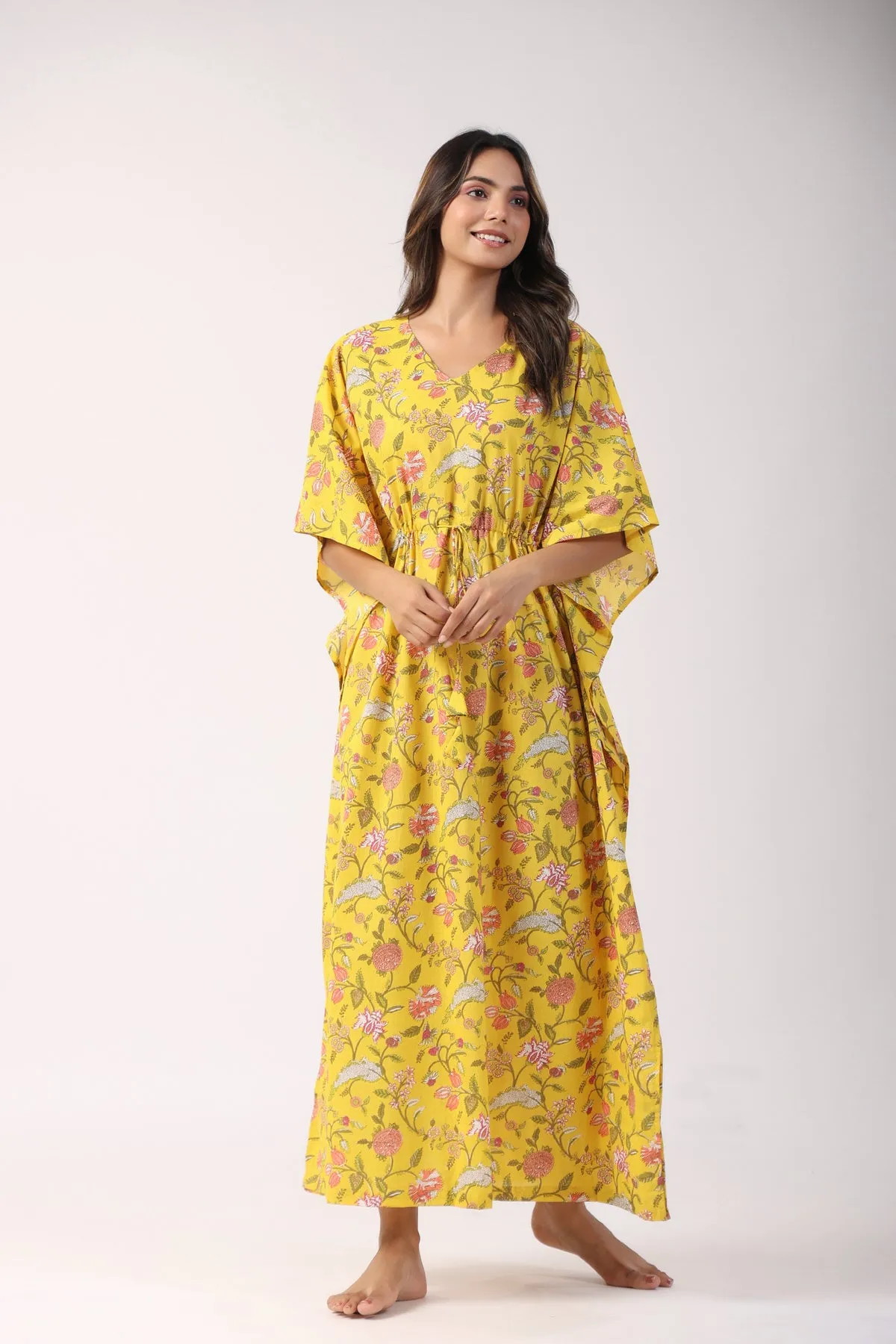 Golden Garden Cotton Kaftan