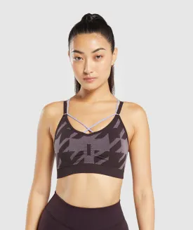 Gymshark Apex Limit Seamless Ruched Sports Bra - Plum Brown/Powder Lilac