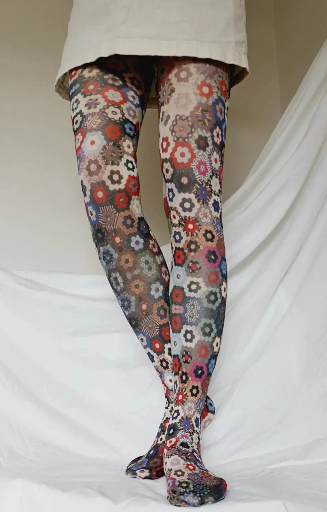 Honeycomb Quilt  Printed Art Tights