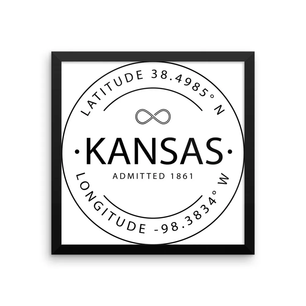 Kansas - Framed Print - Latitude & Longitude