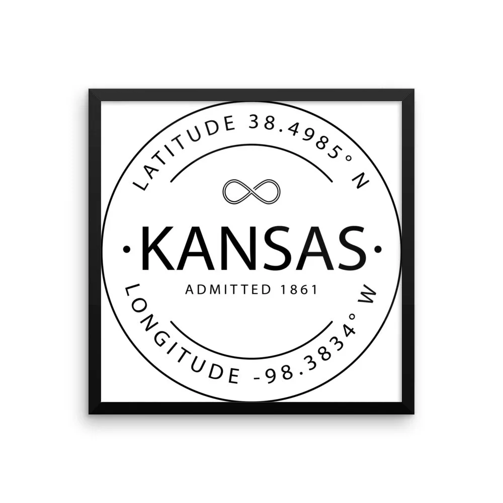 Kansas - Framed Print - Latitude & Longitude