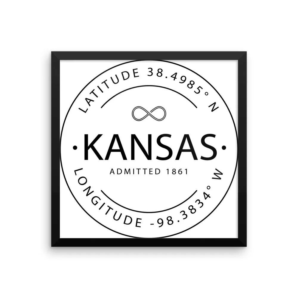 Kansas - Framed Print - Latitude & Longitude