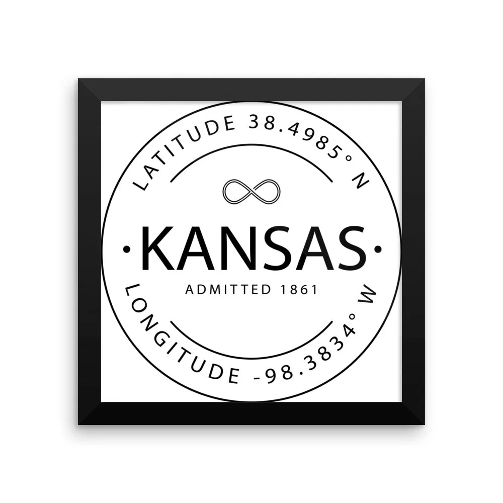 Kansas - Framed Print - Latitude & Longitude