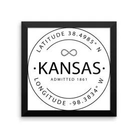 Kansas - Framed Print - Latitude & Longitude