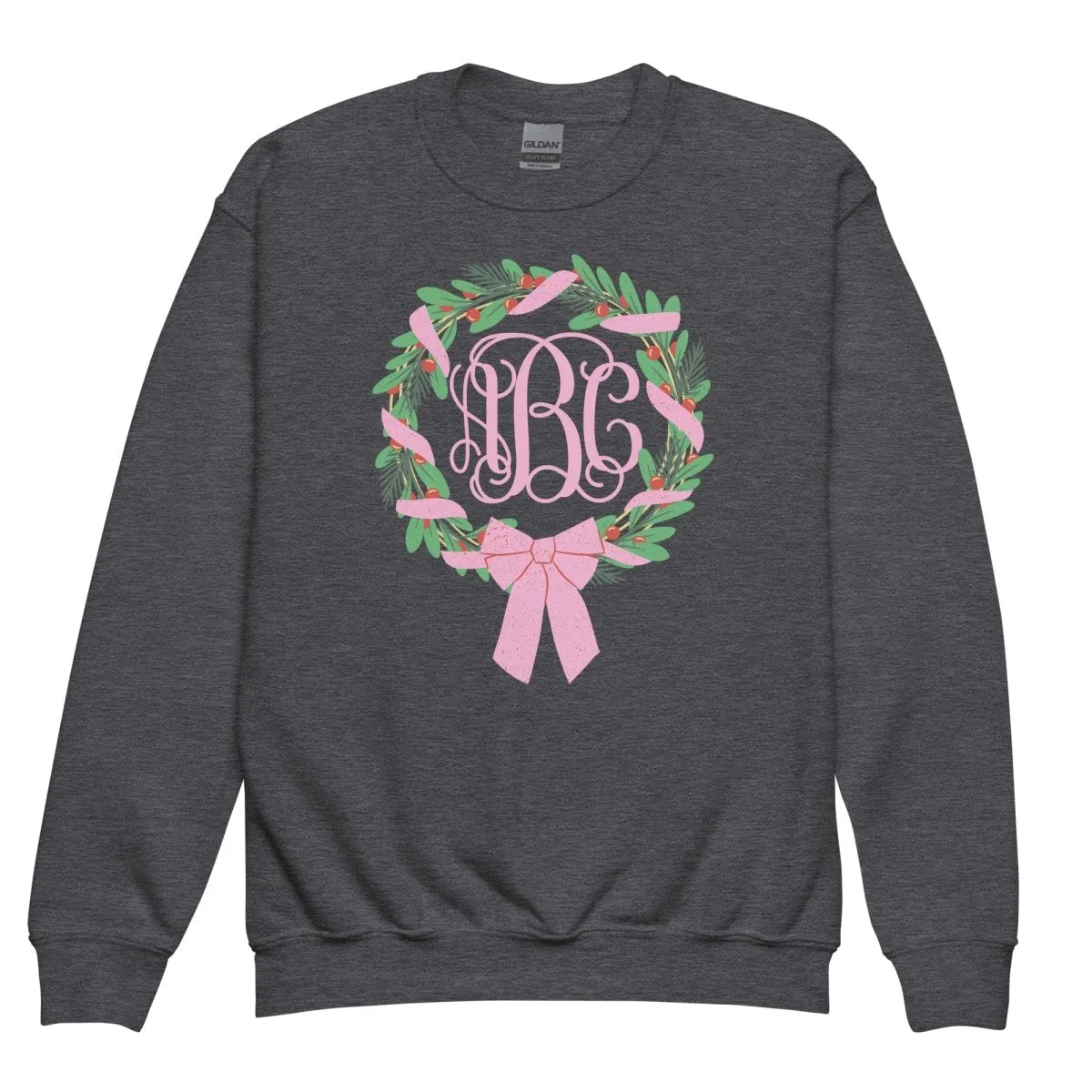 Kids Monogrammed 'Bow Wreath' Crewneck Sweatshirt