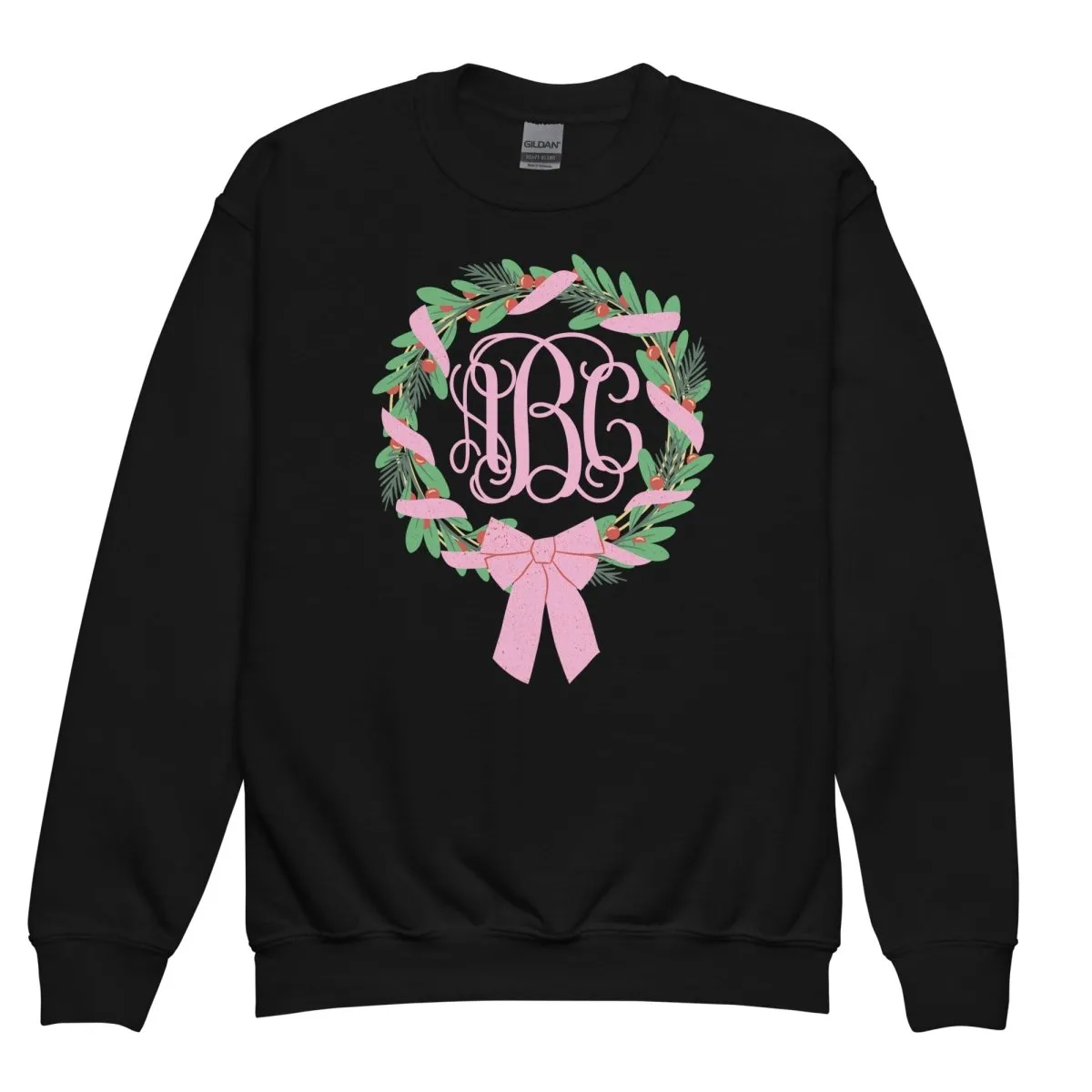 Kids Monogrammed 'Bow Wreath' Crewneck Sweatshirt