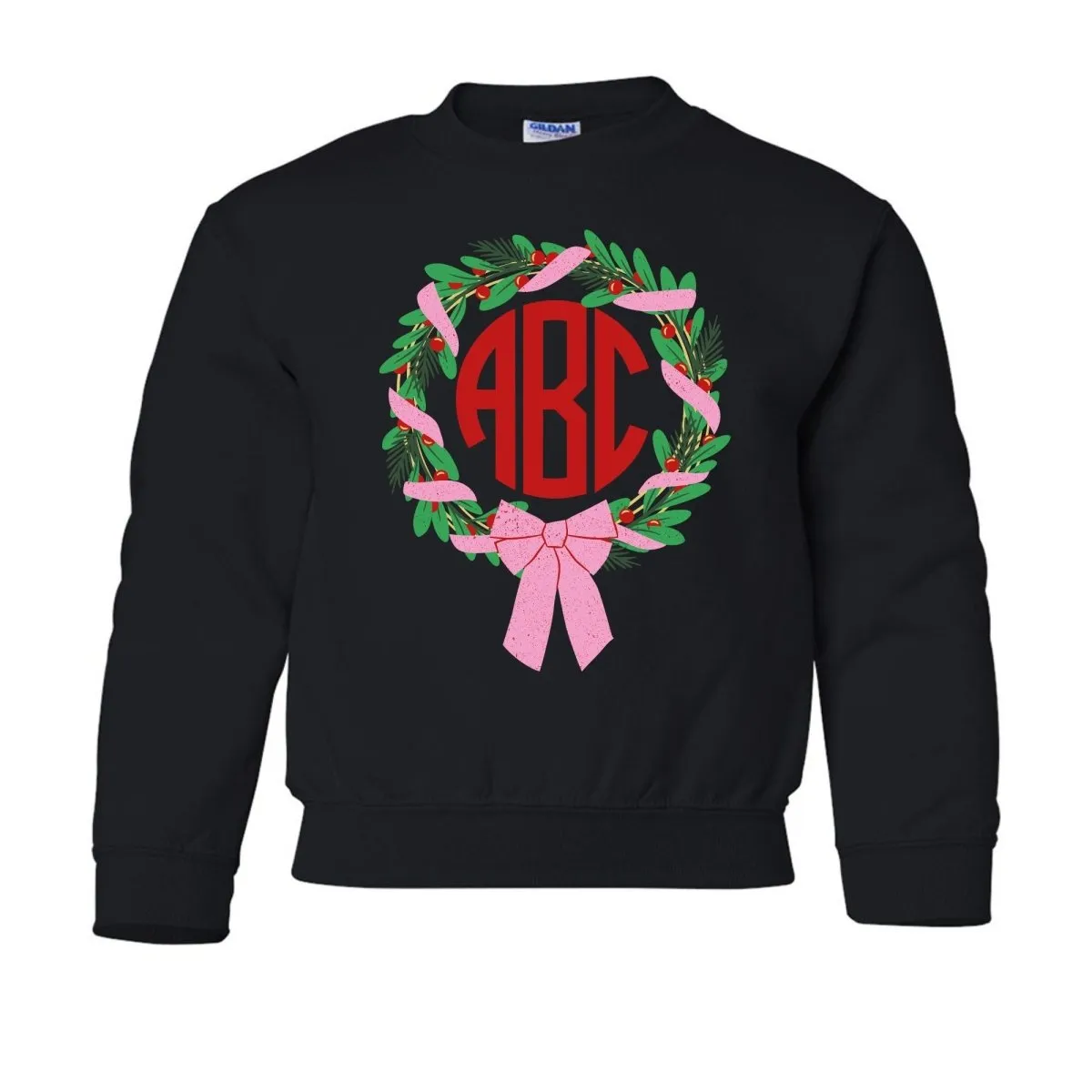 Kids Monogrammed 'Bow Wreath' Crewneck Sweatshirt