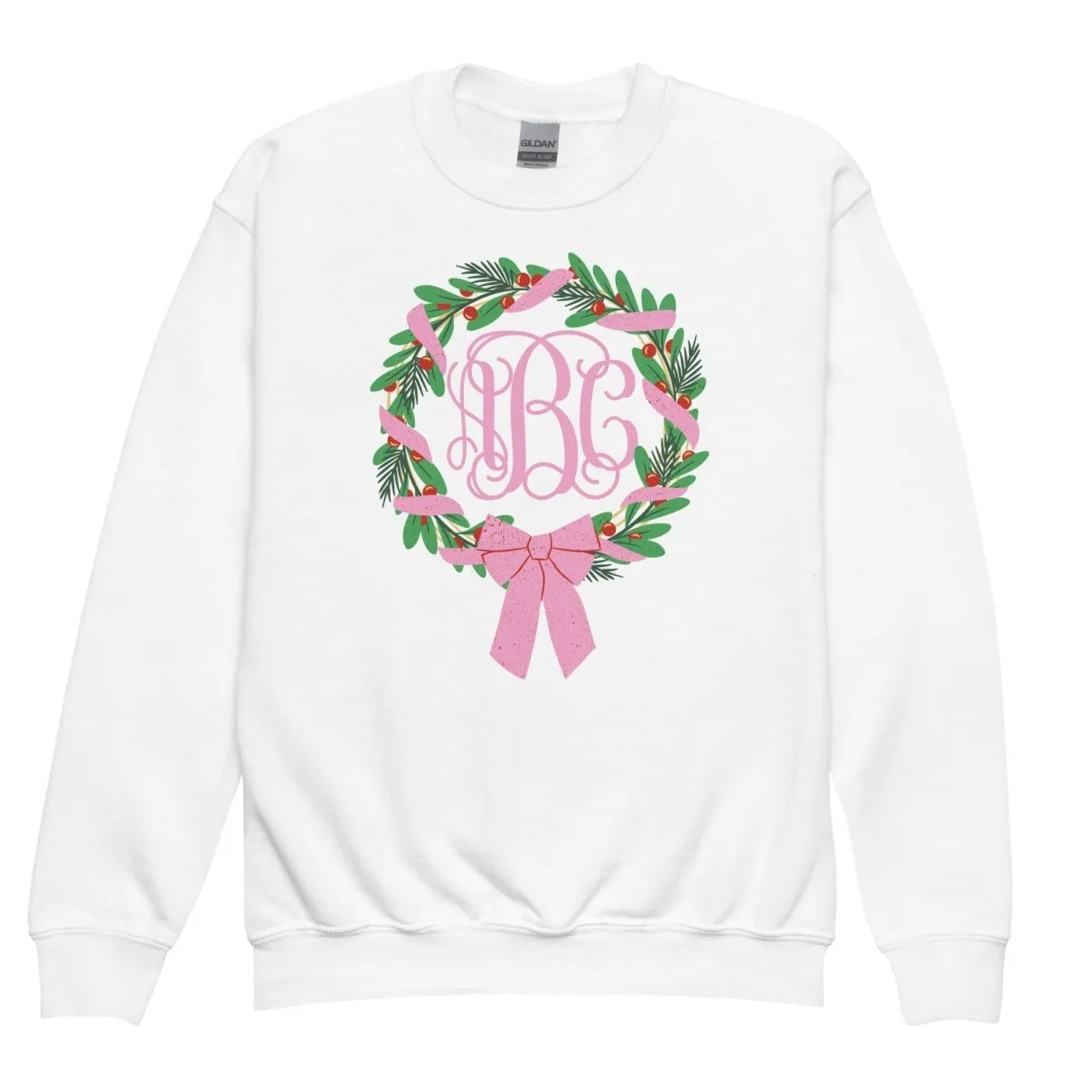 Kids Monogrammed 'Bow Wreath' Crewneck Sweatshirt