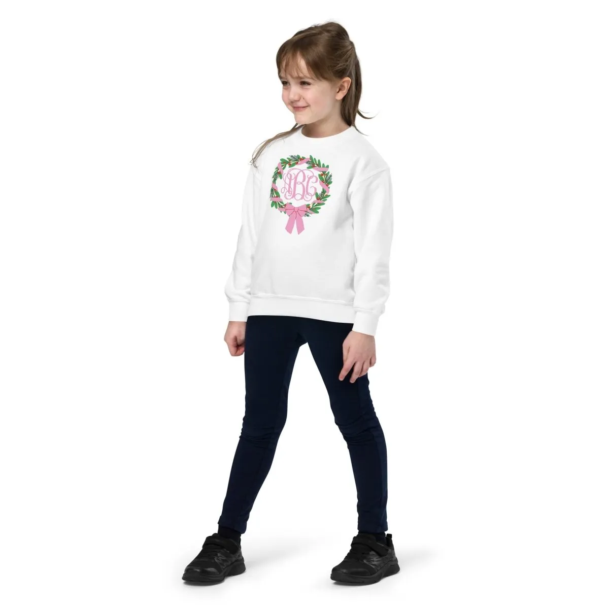 Kids Monogrammed 'Bow Wreath' Crewneck Sweatshirt