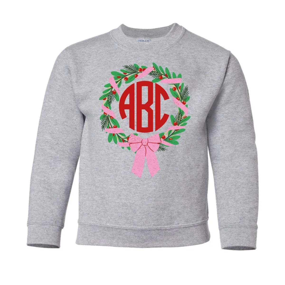 Kids Monogrammed 'Bow Wreath' Crewneck Sweatshirt