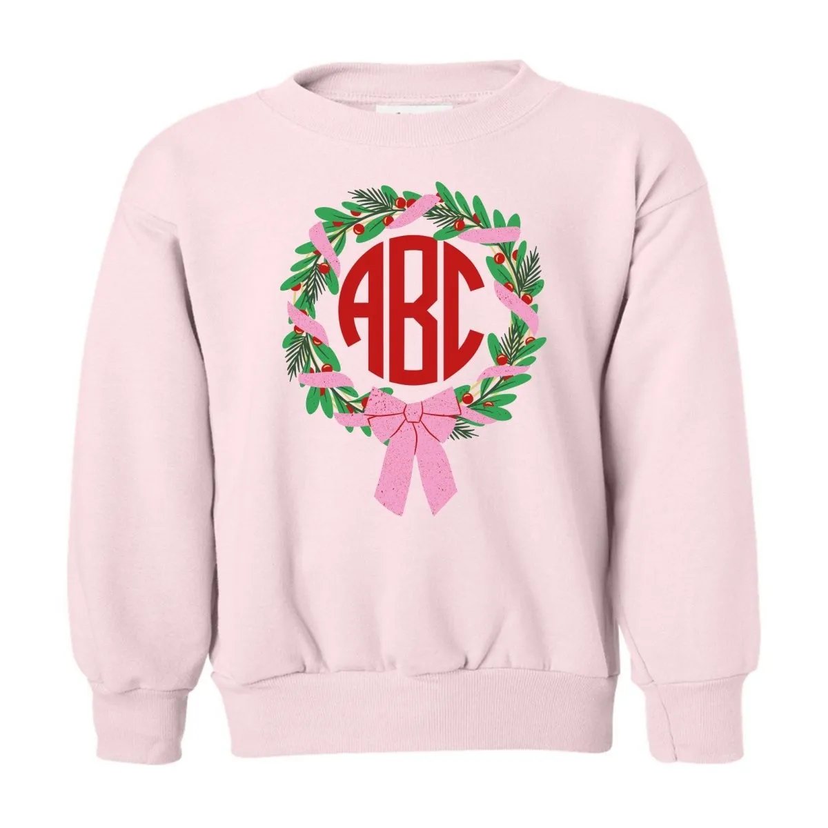 Kids Monogrammed 'Bow Wreath' Crewneck Sweatshirt