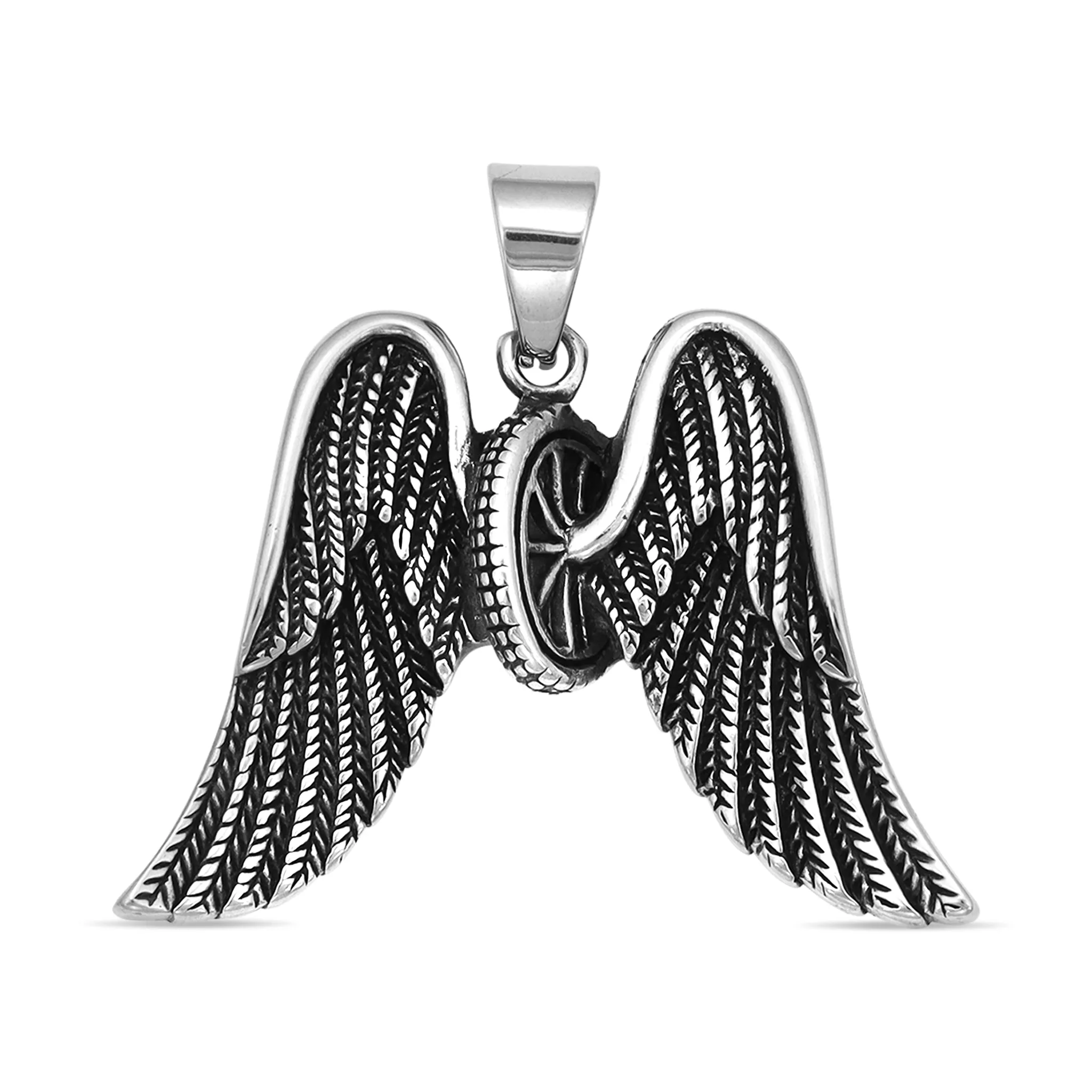 Large Wheel Wings Stainless Steel Pendant / PDL9009