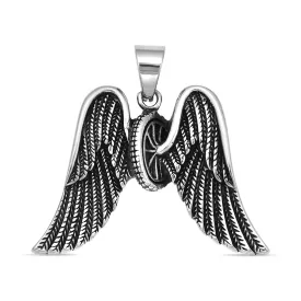 Large Wheel Wings Stainless Steel Pendant / PDL9009