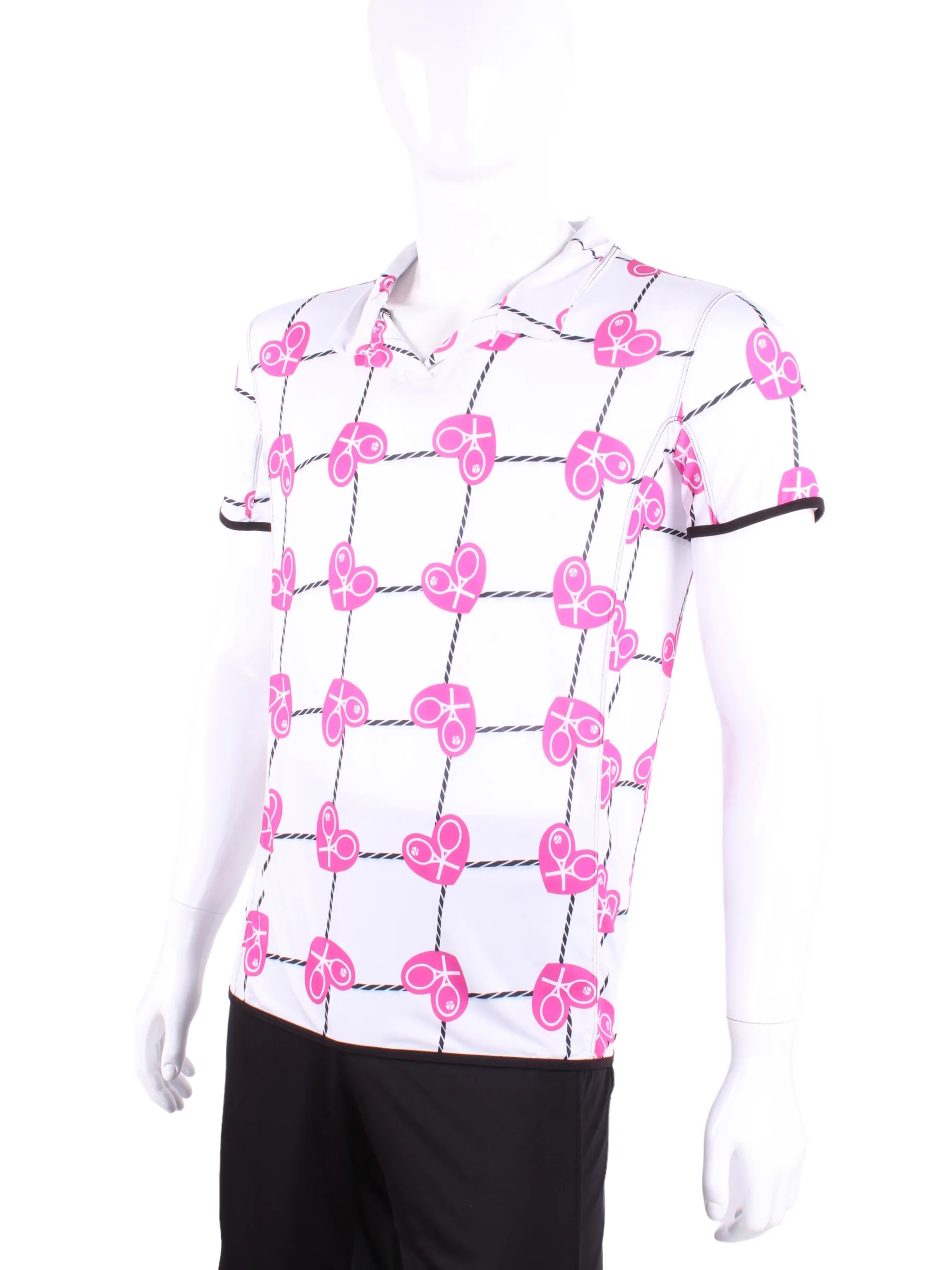 Limited Short Men’s Polo Shirt Pink Hearts & Net