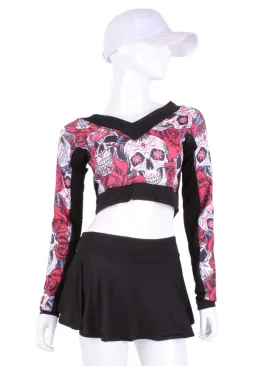 Limited Skull   Roses Vee Crop Top