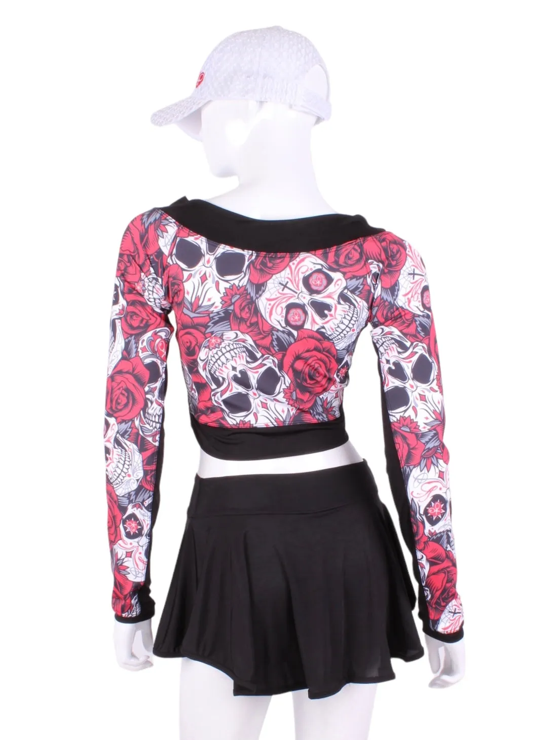 Limited Skull   Roses Vee Crop Top