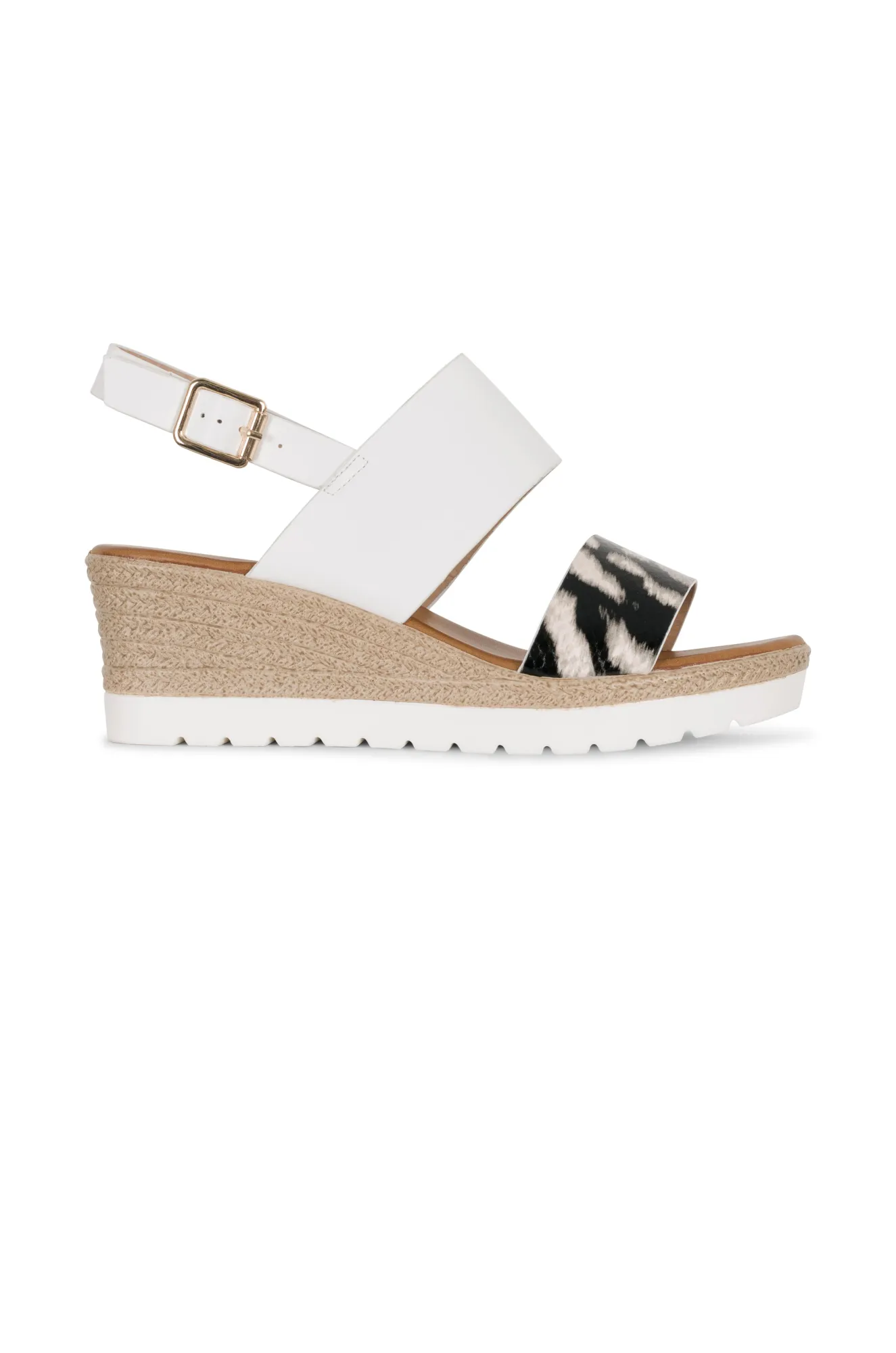 Lunar Snake Print Wedge Heel Sandal | WHITE SNAKE PRINT | ZELDA TT