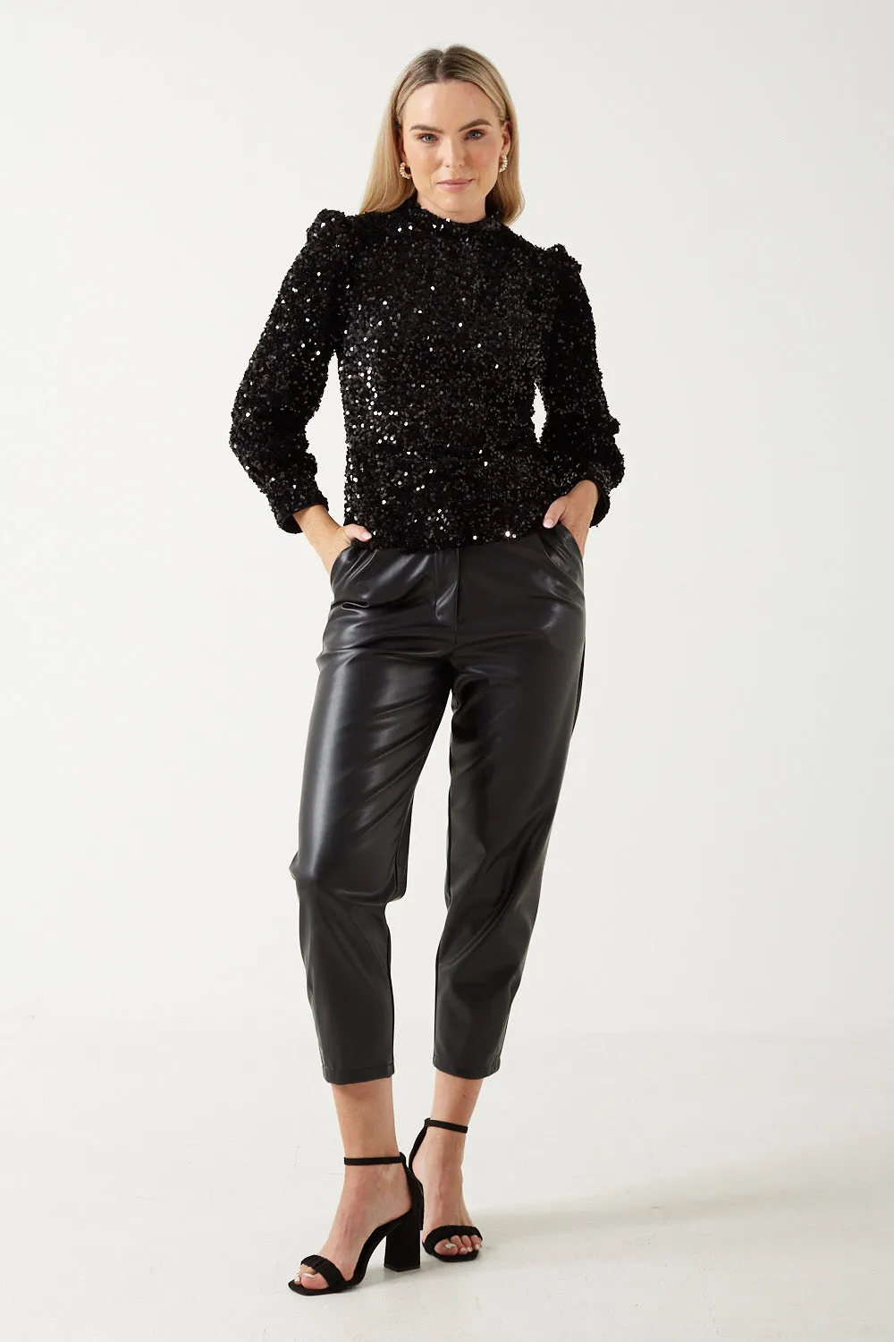 Marc Angelo Sequin High Neck Top