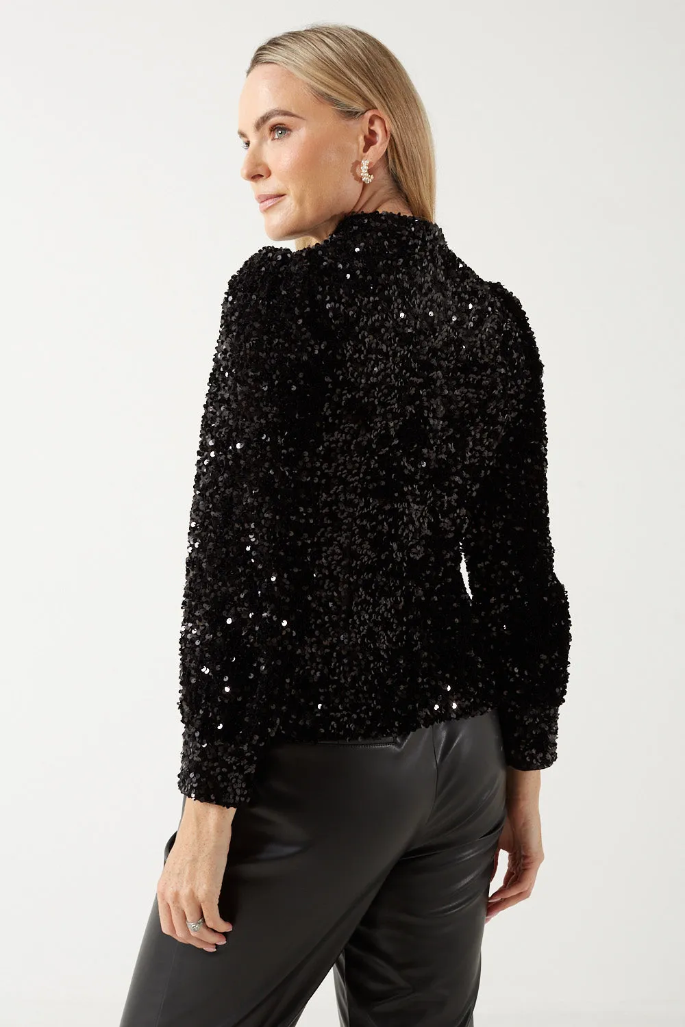 Marc Angelo Sequin High Neck Top