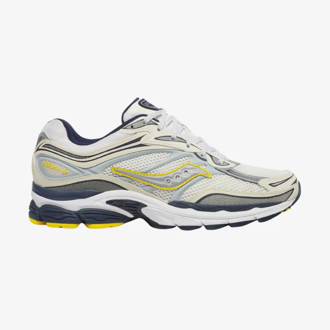 mens saucony progrid omni 9 (white/grey/yellow)