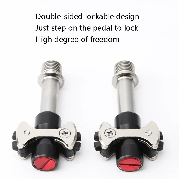 MEROCA Road Lock Shoes Card Three Pardin Bicycle Lollipops Self-Locking Pedal With Lock, Style: Steel Axis (Red)